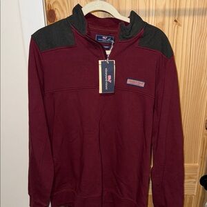 Vineyard Vines Men's Maroon Zip-Up Sweater